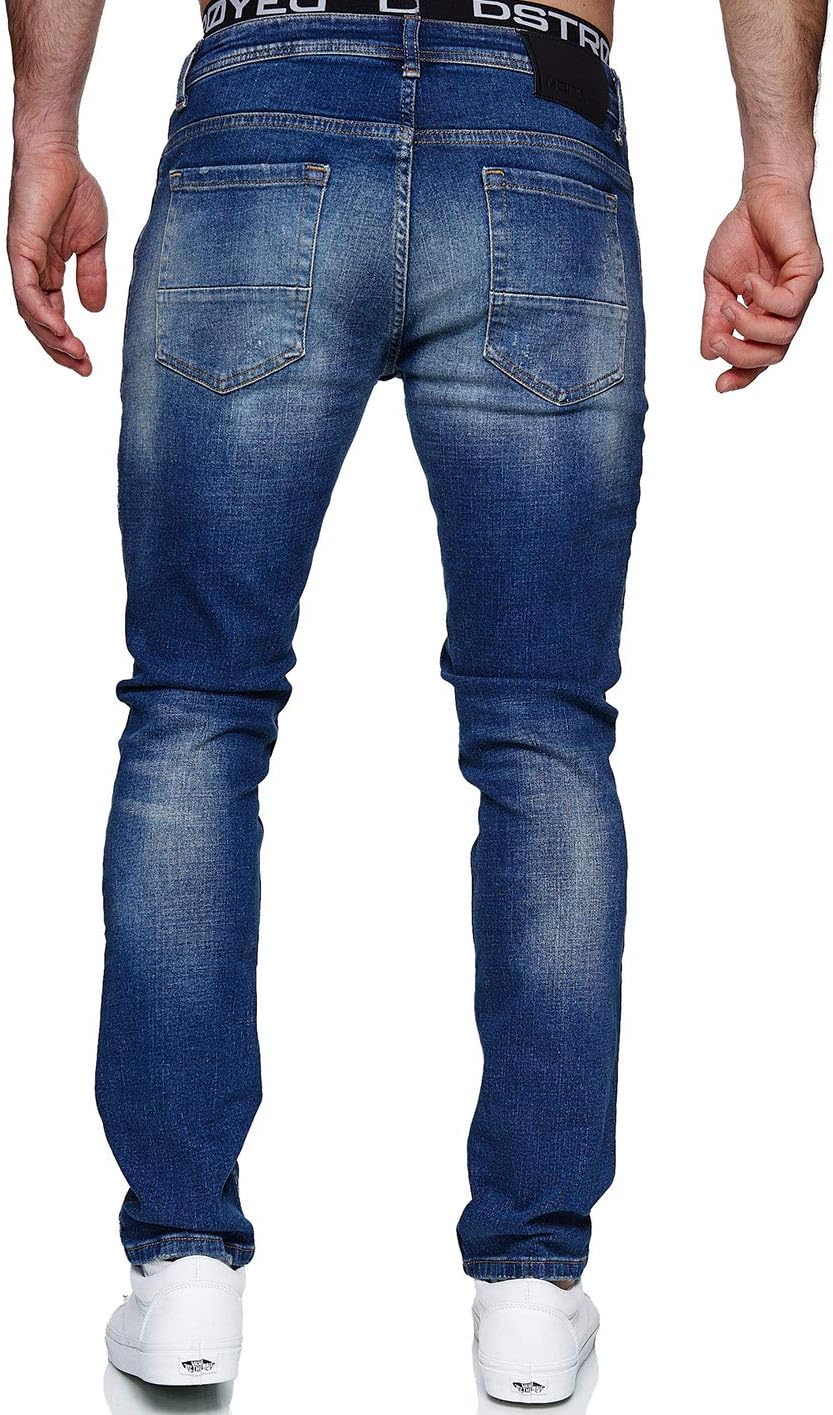 MERISH Jeans Herren Slim Fit Stretch Jeanshose Designer Hose Denim 9148-2100 32-34 1507-2 Blau, 32-3