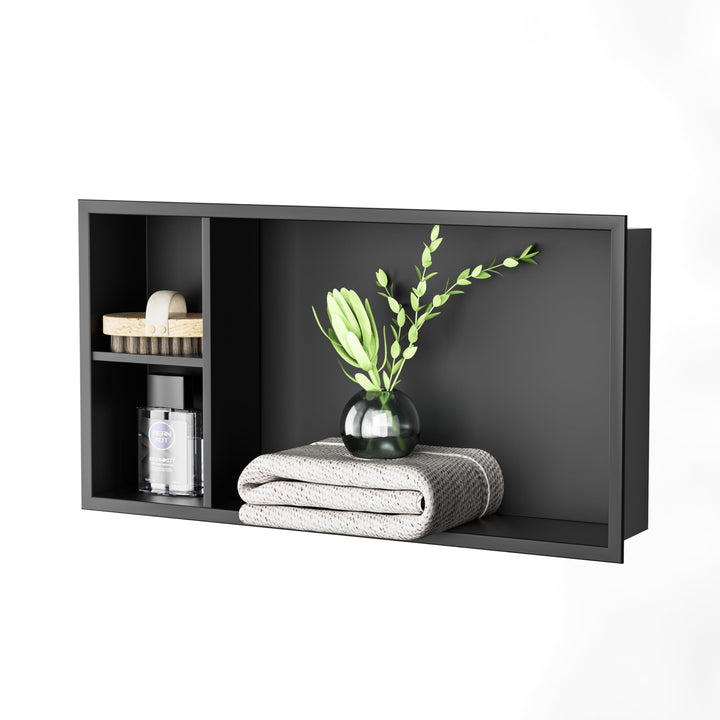 Wandnische 304 Edelstahl Duschnische Schwarz mit Ablage 60cm × 30cm × 10cm Badezimmer Duschnische fü