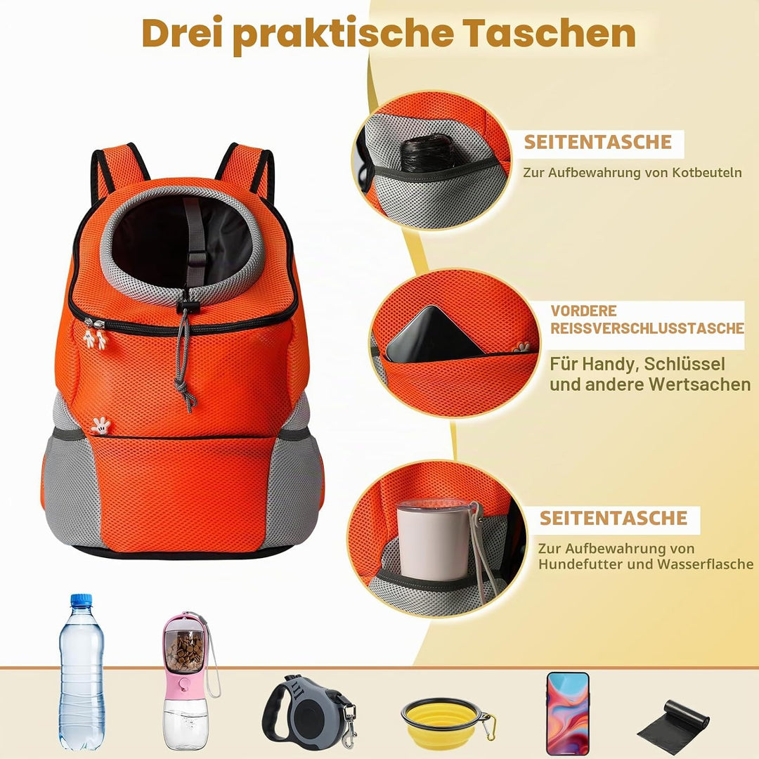 Hundetrage-Rucksack, Welpentragetasche mit Entrinnen-sicherem Reissverschluss, Atmungsaktiver Hundet