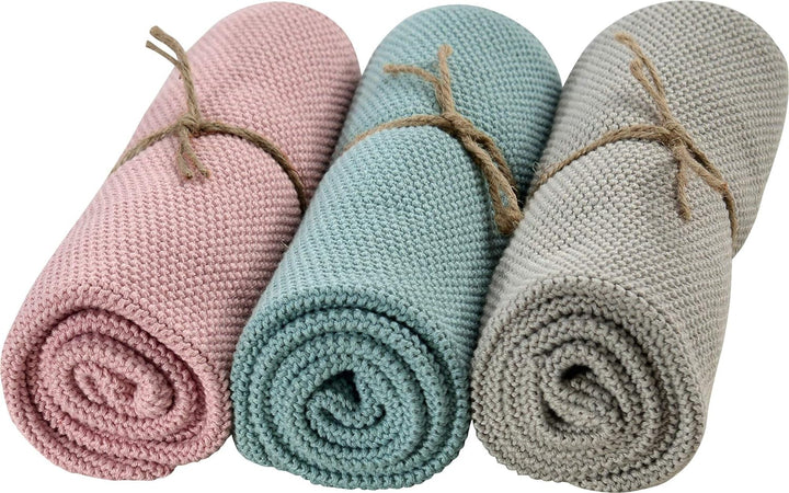 Sander Geschirrtuch"Kitchen Friends" 3er-Pack Baumwolle hellblau-rosé-hellgrau Grösse 40x60 cm