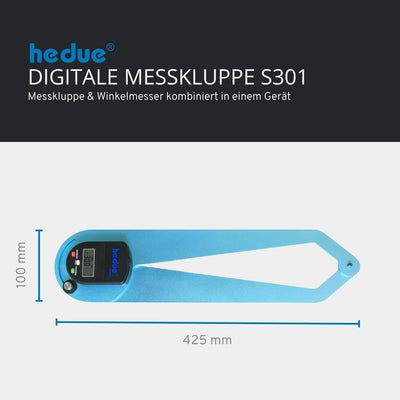 hedue® Digitale Messkluppe S301 - Kluppe als Wanddickenmessgerät, Dickenlehre, Glasdickenmesser digi