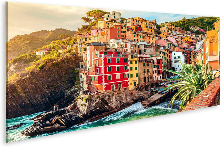 islandburner Bild auf Leinwand Riomaggiore Bei Sonnenuntergang Nationalpark Cinque Terre Ligurien La