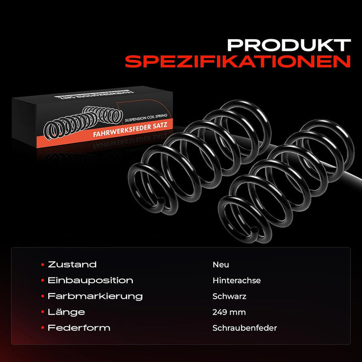 Frankberg 2x Federn Fahrwerksfeder Hinterachse Kompatibel mit M.i.n.i R50 R53 Cooper S 2002-2006 Rep