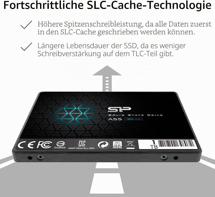 Silicon Power 2-Pack 1TB SSD 3D NAND A55 SLC Cache Performance Boost SATA III 2.5" 7mm (0.28") Inter