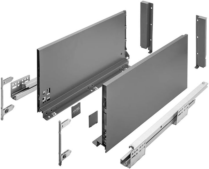 GTV Schubladensystem AXIS PRO I Schubkastengarnitur mit Vollauszug und integriete Dämpfung I Anthraz