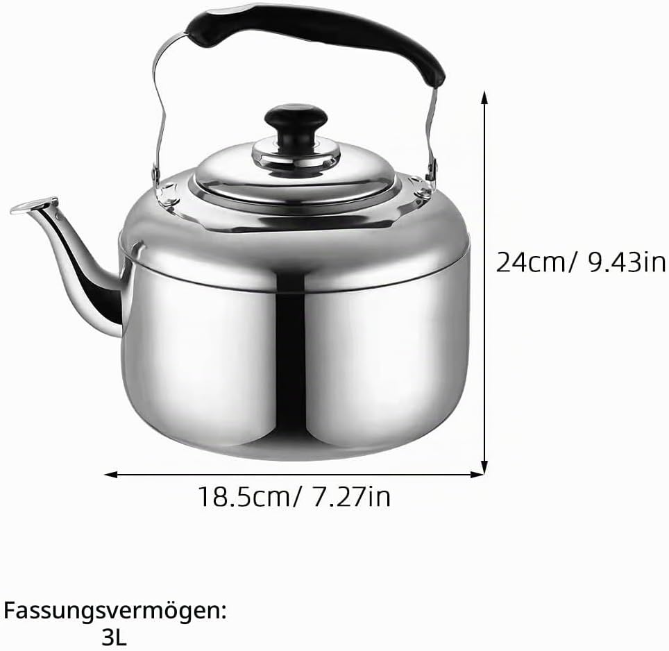 TOPBATHY Edelstahl Wasserkocher FüR Den Herd 2.5L Whistling Teekessel Mit VerbrüHungssicherem Griff