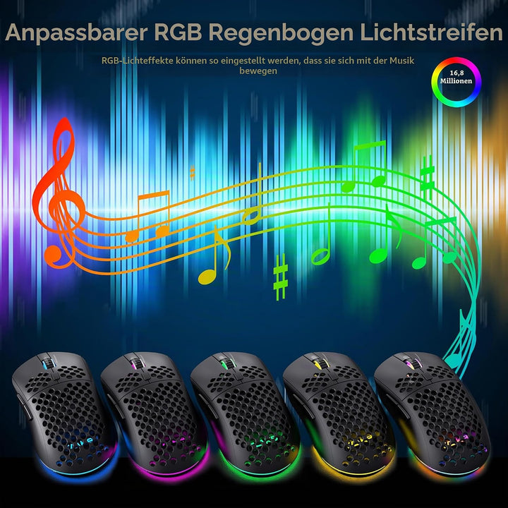 TMKB M1se Gaming Maus mit 12800 DPI Optischer Sensor,6 Programmierbare Tasten Wabenmaus,Anpassbares