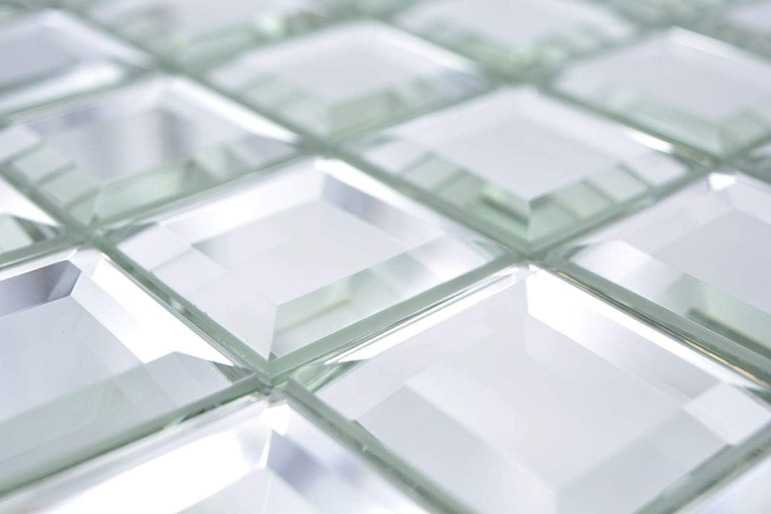 Mosaik Fliese Glasmosaik Quadrat Quadrat Mirror Metro Spiegelmosaik für WAND KÜCHE Wandverblender Fl