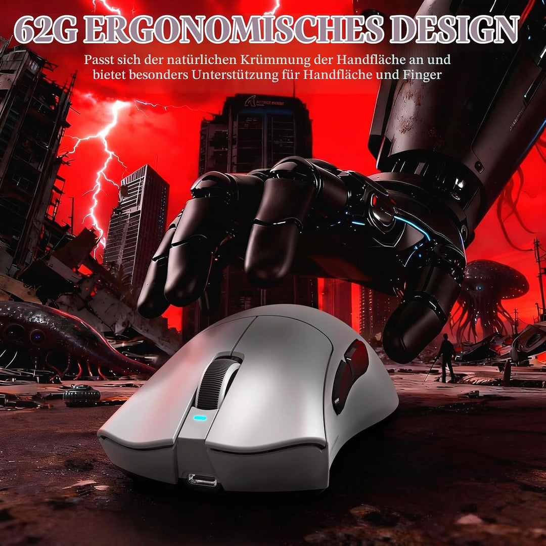 MAMBASNAKE x Attack Shark V3PRO Kabellose Gaming-Maus mit Magnetischer Ladestation, PAW3311-Sensor,