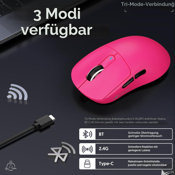 ATTACK SHARK X3 49g Superlight Mouse, PixArt PAW3395 Gaming Sensor, BT/2.4G Wireless/Wired Gaming Mo