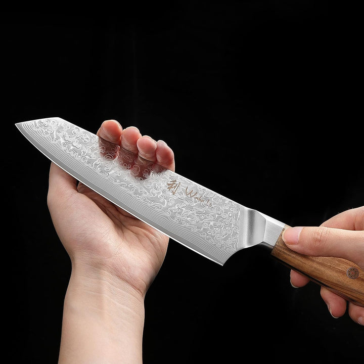 Wakoli Oribu Kiritsuke Messer mit 18 cm Klinge, scharfes Damast Kochmesser aus 67 Lagen mit VG 10 Ke