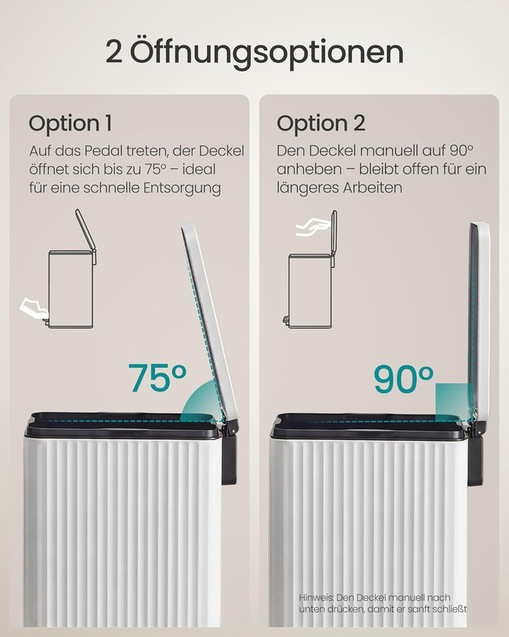 SONGMICS Mülleimer Küche, 50 L Abfalleimer mit Pedal, Tretmülleimer mit Deckel, Softclose, herausneh