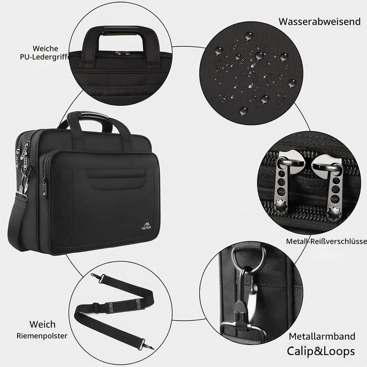 MATEIN Laptoptasche 15,6 Zoll, Laptop Tasche Aktentasche Herren Notebook, Computer Tasche Multifunkt