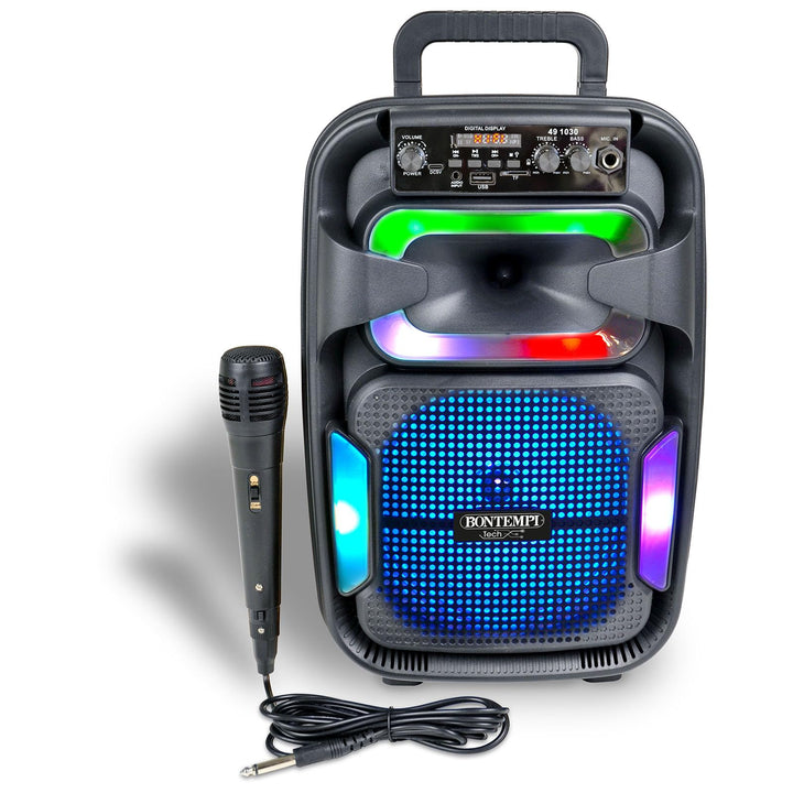 Bontempi | SonicSync - Drahtloser Verstärker Karaoke mit dynamischem Mikrofon, Lichteffekten, Bass-