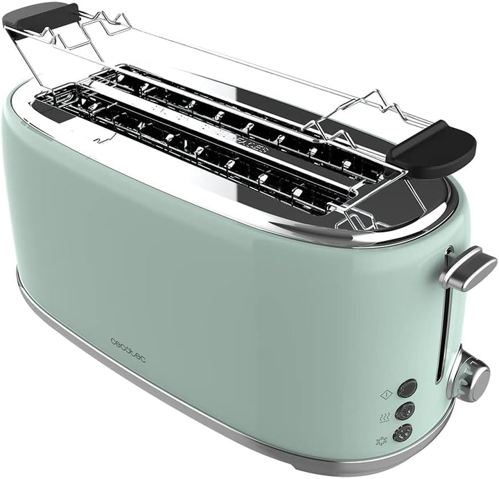 Cecotec Toaster 4 Scheiben Toast&Taste 1600 Retro Double Green, 1630 W, 2 Breite und Lange Schlitze
