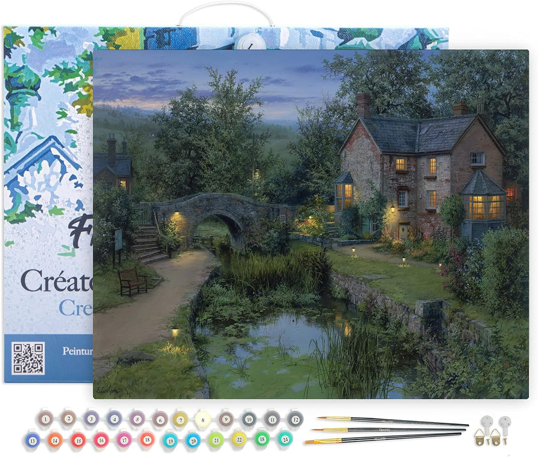 Figured'Art Malen Nach Zahlen Erwachsene Mit Rahmen Altes Landhaus - Paint by Numbers Basteln DIY Ba