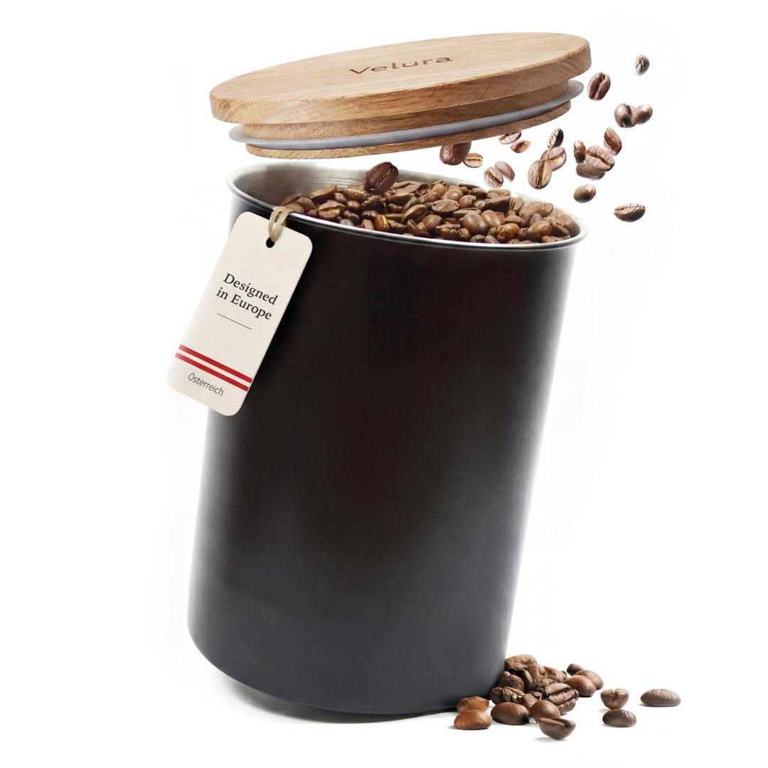 Velura Kaffeedose luftdicht für 1kg Kaffeebohnen aus Edelstahl - Vorratsdose zur Aufbewahrung für Ka
