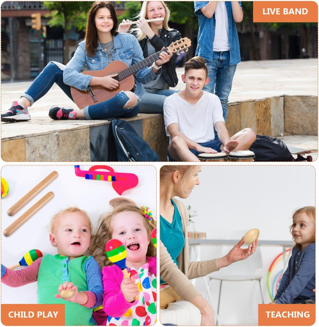 4 Stück Holz Musikinstrumente Set Für Kinder – Rassel-Eier Und Klanghölzer Perfekt Für Rhythmusspiel