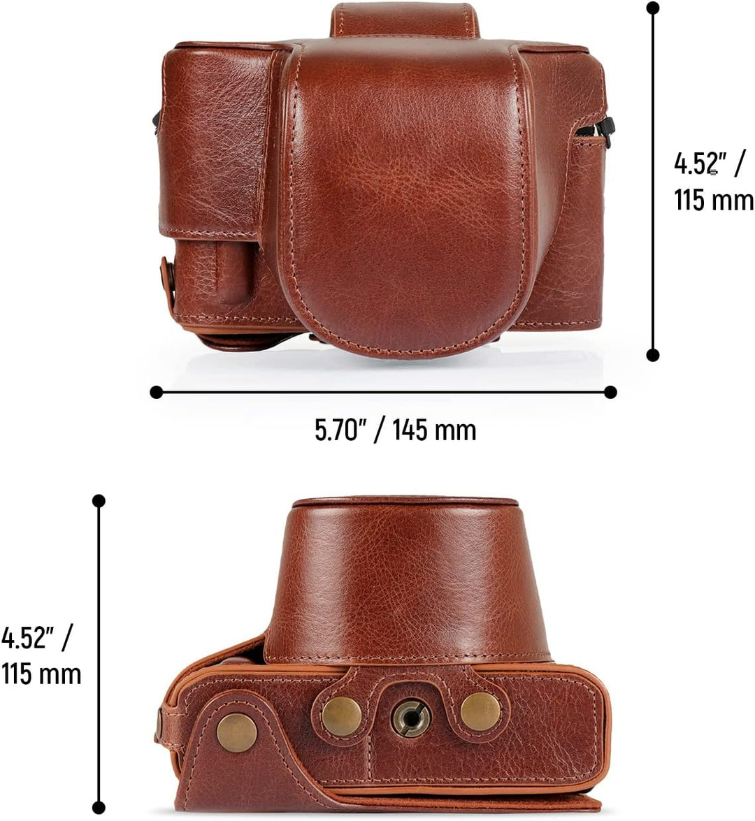 MegaGear Ever Ready Echtleder-Kameratasche kompatibel mit Nikon Z fc (16-50 mm) (Brown), MG2011, Bro