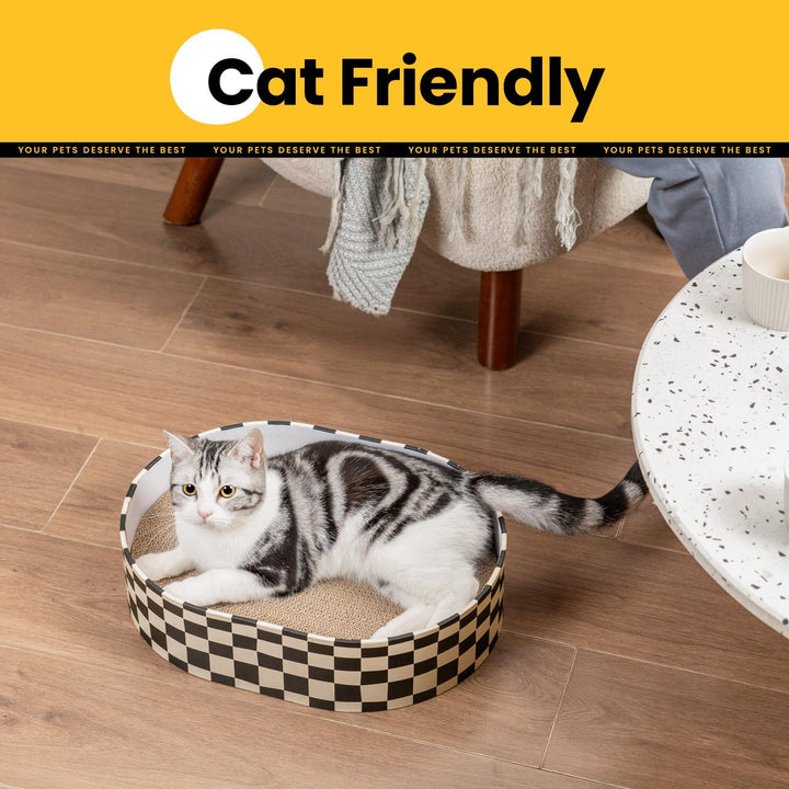 Conlun Kratzbrett Katze, Kratzbox mit 4 Katzen Kratzpappe,Wendbare Katzenkratzbretter aus Robustem W