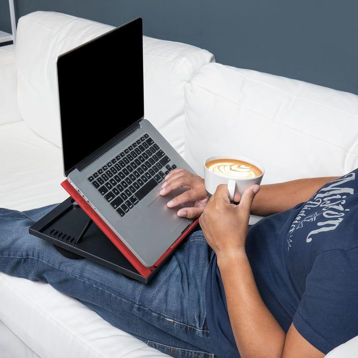 Mind Reader Laptop-Ständer, Betttablett, zusammenklappbar, Kissen, tragbar, Wohnheim, Kunststoff, 37