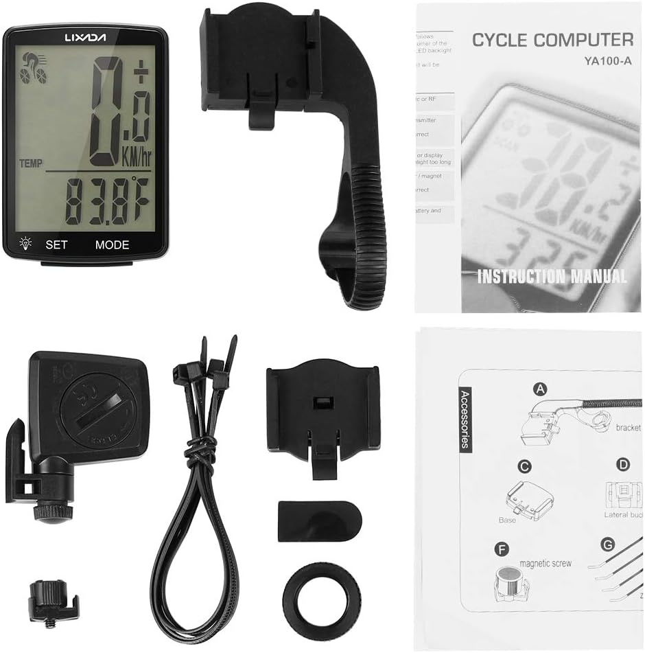 Lixada Fahrradcomputer Drahtloser multifunktionaler LCD-Bildschirm Fahrrad Regendichter Tachometer K