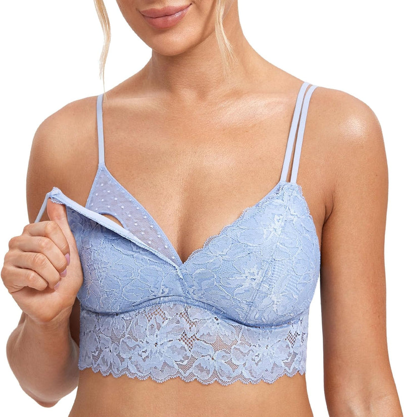 MOMANDA Damen Still BH Grosse Brüste Spitzen Bralette Bügellos Gepolsterte Umstands BHS S Grosse Grö