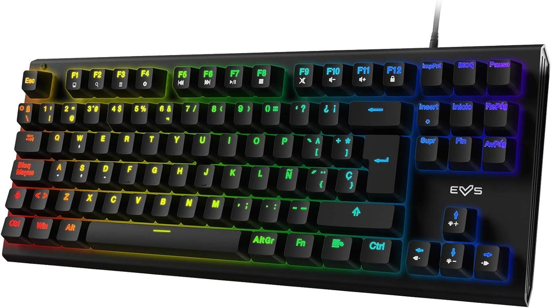 Energy Sistem Gaming Tastatur ESG K6 Mechanik (USB-Tastatur, LED Regenbogen Effekt Lichter, TKL Mech