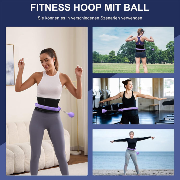 Smart Hoop Reifen Erwachsene und Anfänger, Hullahub Reifen zum Abnehmen，Smart Hoop Leise Fitness Hoo