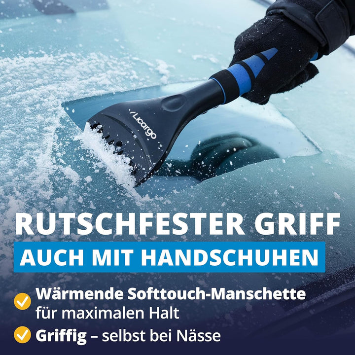 LICARGO 2X Eiskratzer Auto mit Besen 67cm - stabil & wackelfrei - kratzerfrei & lackschonend Schneeb