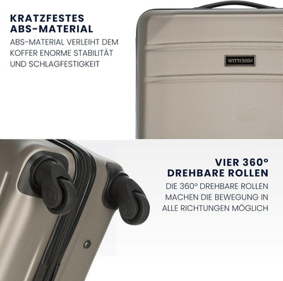 WITTCHEN Mittlerer Koffer Trolley Koffer Reisekoffer aus ABS Hartschalen Trolley 4 Rollen Kombinatio