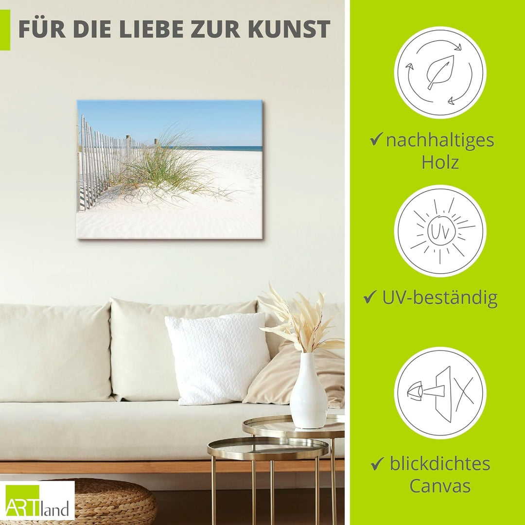 ARTland Leinwandbilder Wandbild Bild auf Leinwand 60x45 cm Landschaften Strand T5MA Düne und Gräser