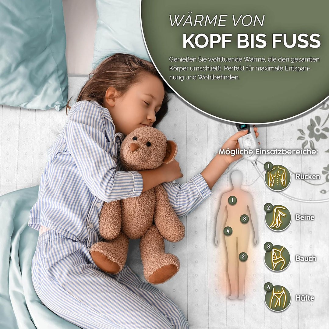 sinnlein Wärmeunterbett 150x80cm mit Abschaltautomatik | Heizdecke mit 3 Temperaturstufen | Wärmebet