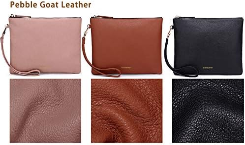 Doris&Jacky Damen Echtes Leder Clutch Schaffell Geldbörse Abendtasche mit Handschlaufe Pink-ziegenfe