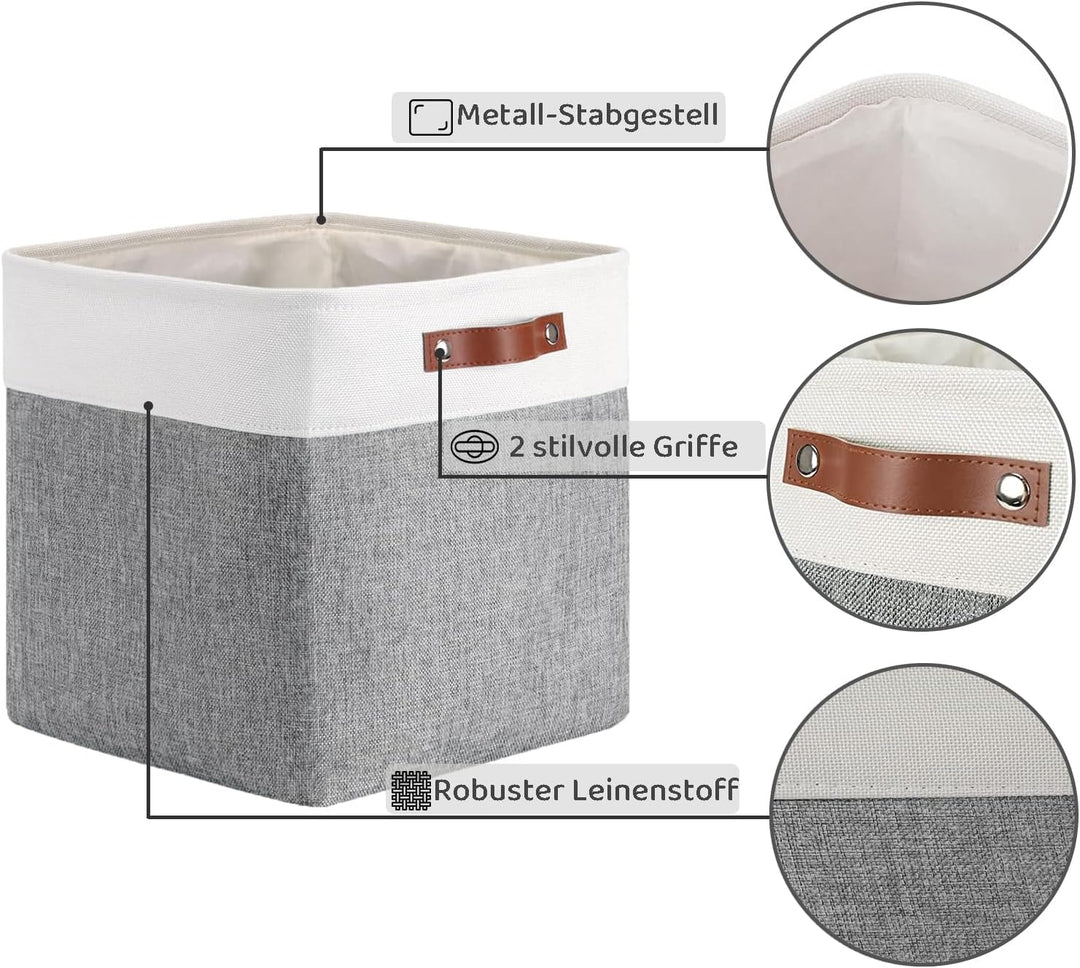 Mangata 4er-Pack Sotrage-Würfel, 28x28x28cm, Weiss & Grau 28cm-4pcs Grau Weiss, 28cm-4pcs Grau Weiss