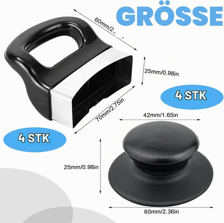 4 STK Schnellkochtopfgriff, 70×60mm Topfgriff mit 4 Topfdeckel Griff 1 Schraubendreher für Schnellko