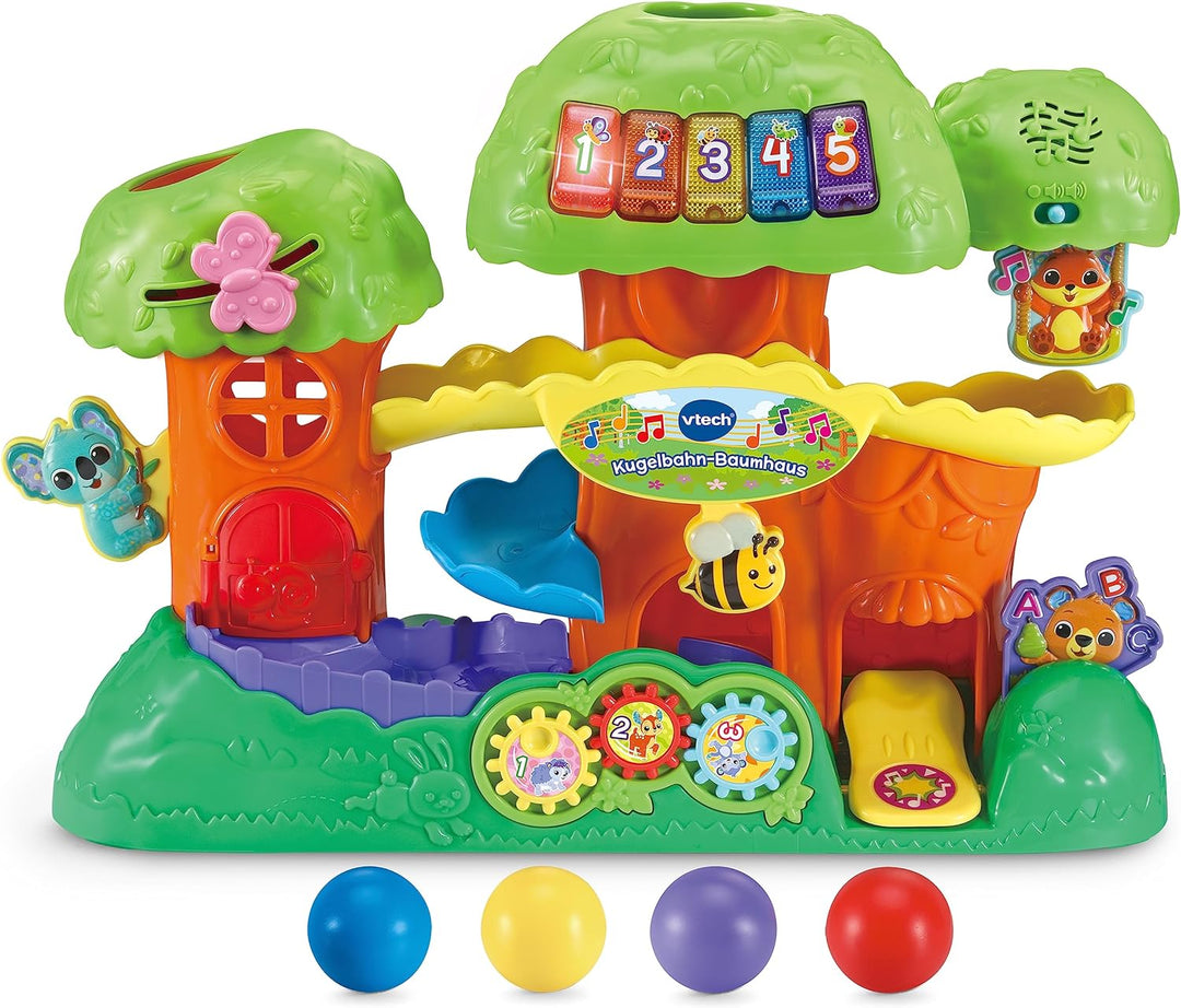 VTech Baby Kugelbahn-Baumhaus – Interaktive Kugelbahn mit Leuchttasten, Tieren und spannenden Elemen