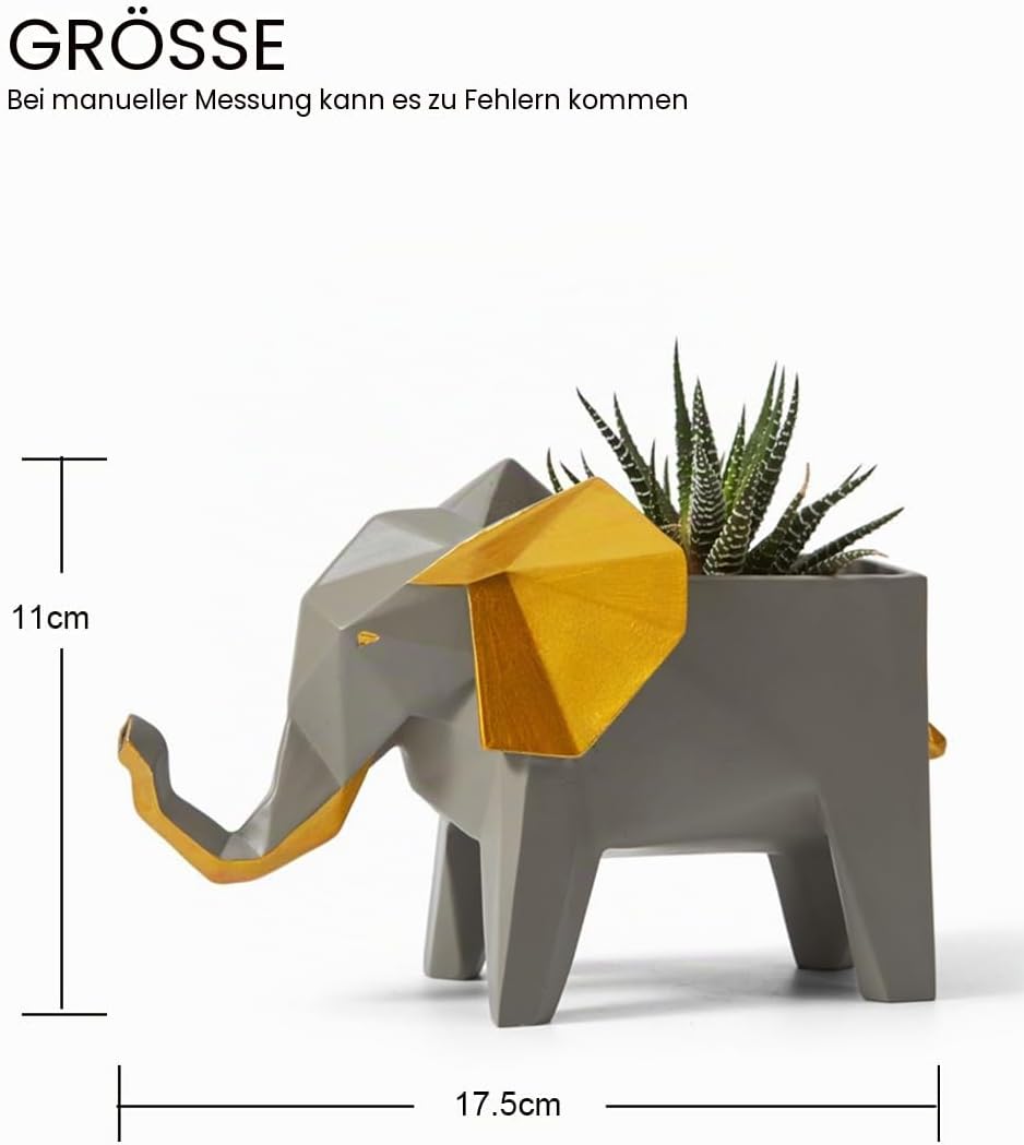 Amoy-Art Blumentopf Pflanzen Elefant Arts Skulptur Modern Dekor Statue Wohnzimmer Kunst Figuren Poly