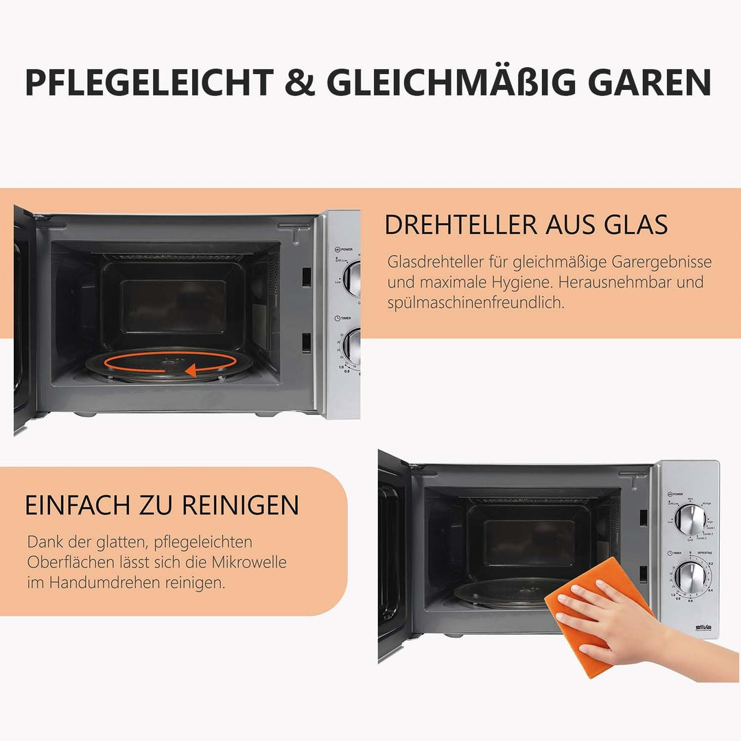 Silva Schneider MW-G 25.5 Mikrowelle mit Grill 20 Liter, 700W Mikrowellenleistung, 1000W Grill, 5 Le