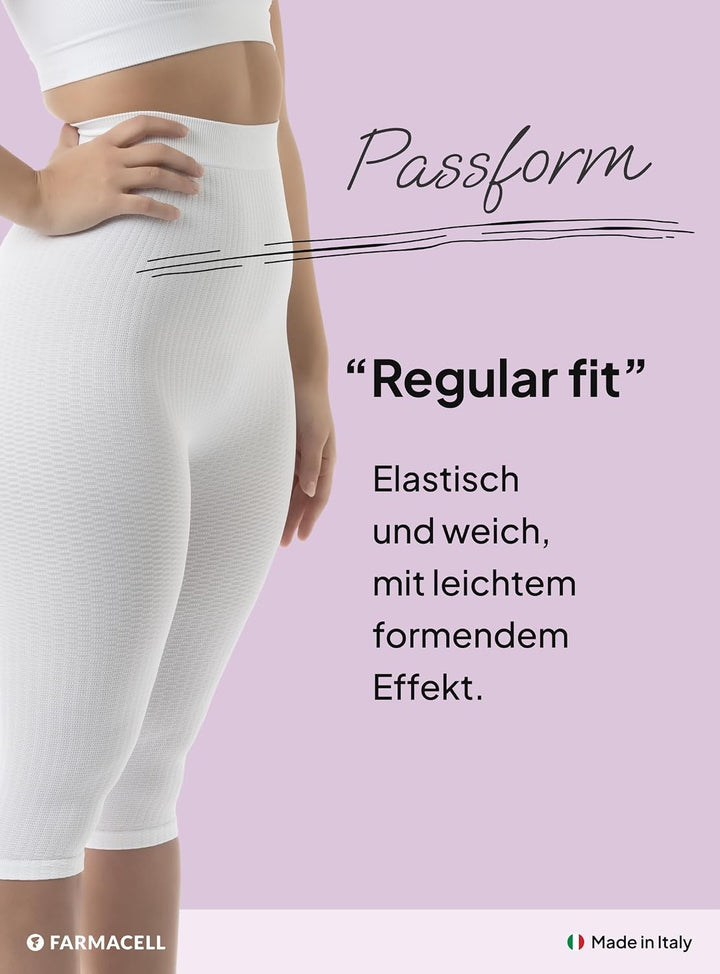 FarmaCell 123 Massierende reduzierende Miederhose Hohe Taille unter dem Knie, S-M Wei&amp;