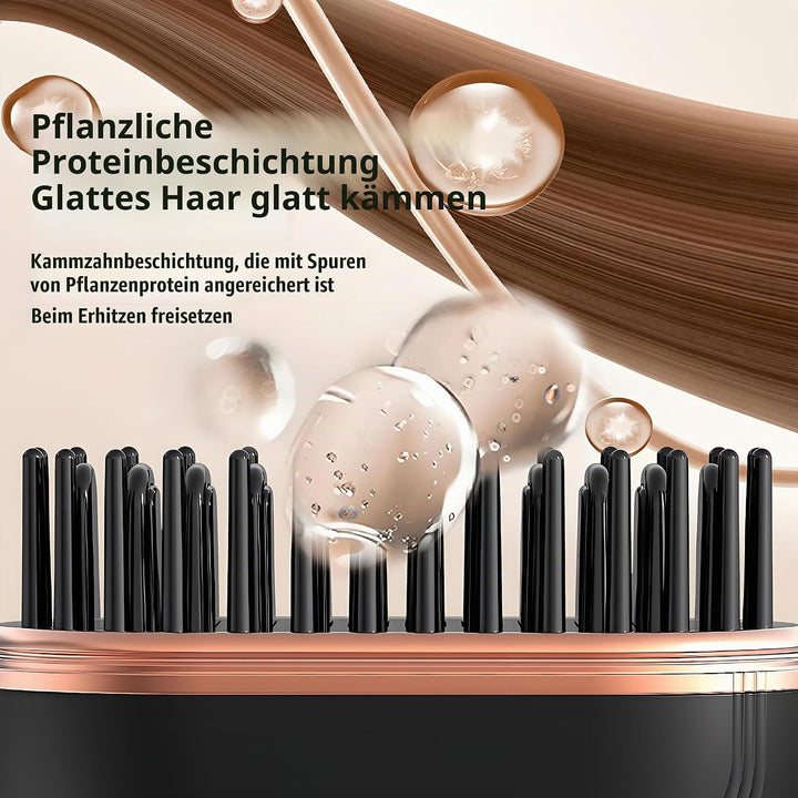 Mini-Haarglätterbürste, 2-in-1 kabellos &amp; tragbarer Haarglätter und Volumen-Heiκκamm, 30s Schnellauf