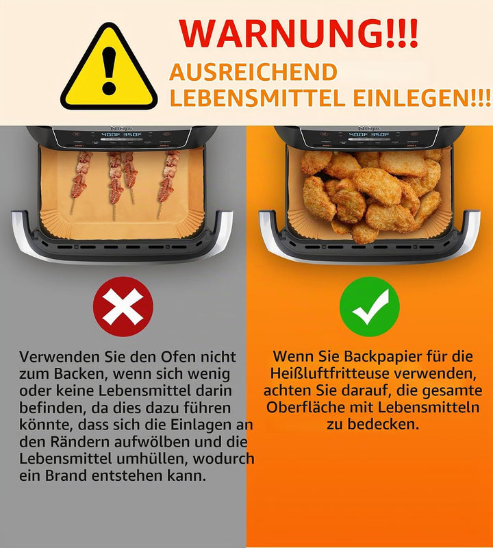 Backpapier für Heissluftfritteuse 150 pcs für Ninja Flex Drawer Dual Zone AF500EU 10,4L, Airfryer Ba
