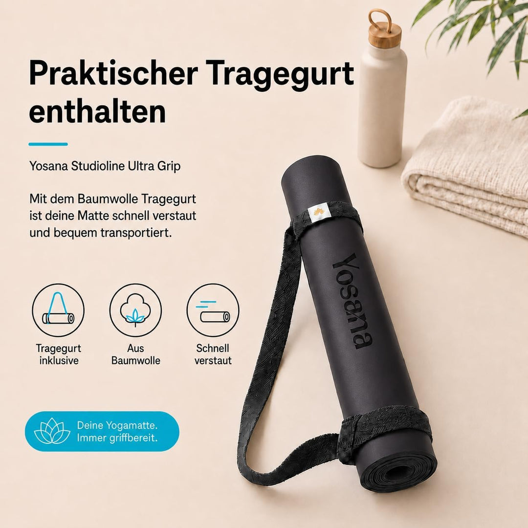 Yogamatte aus Naturkautschuk | extrem rutschfest | ULTRA GRIP Oberfläche aus ECO PU | extra breit 68