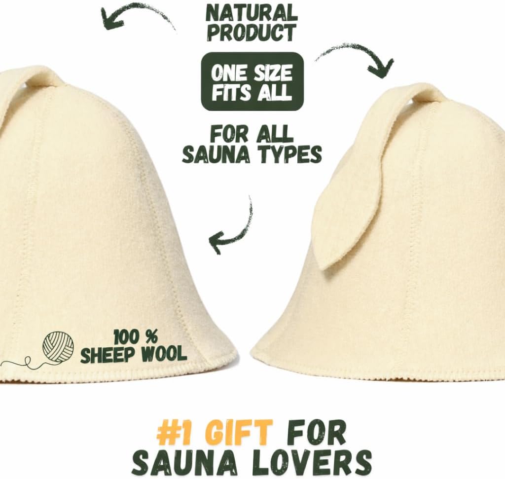 Saunahut Weiss Wollfilzmützen 2er-Pack - Schützen Sie Ihren Kopf vor Hitze - Englische Sauna E-Book