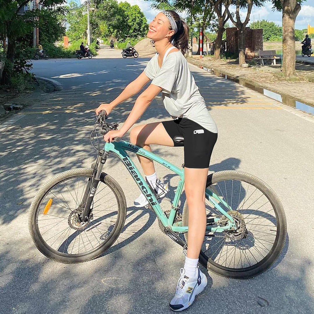 ACTINPUT Radlerhose Damen mit Taschen High Waist Yoga Shorts Kurze Leggings Blickdicht Sporthose Hot