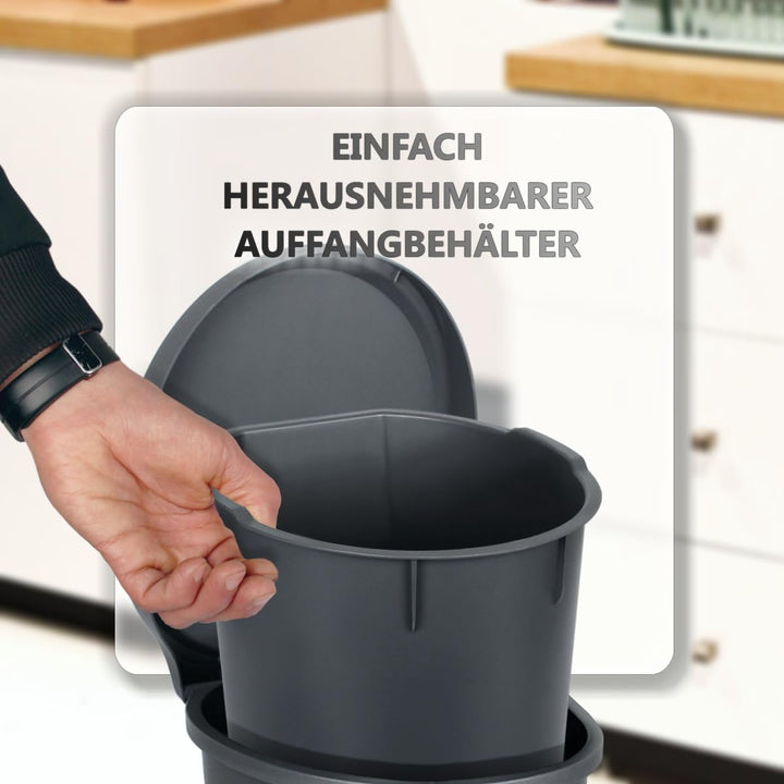 Stimo Tretmülleimer 6L aus Kunststoff Mülleimer mit Pedal Abfalleimer mit Deckel für Küche Büro Bad