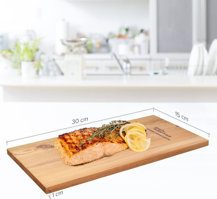 Joejis Zedernholzbrett zum Grillen Set aus 6 (30 x 15cm) Grillbrett aus Zedernholz zum Grillen Lachs