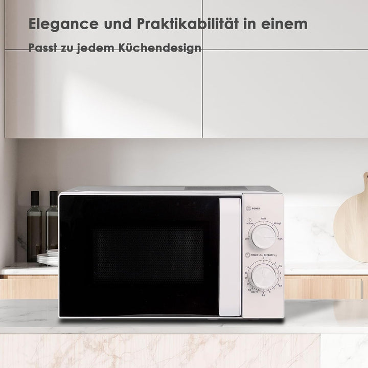 Solo Mikrowelle für klein Haushalte & Büros - Techomey Unterbau Microwelle Weiss 20L, 700W Mikrowell