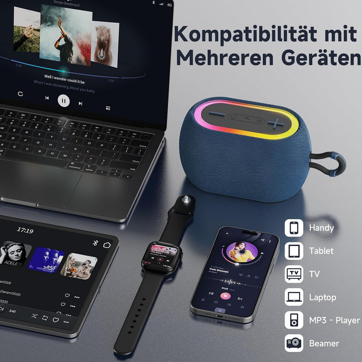 JYX Bluetooth Lautsprecher, 45W Tragbarer Party Lautsprecher mit Bluetooth 5.4, IPX7 Wasserdicht, TW