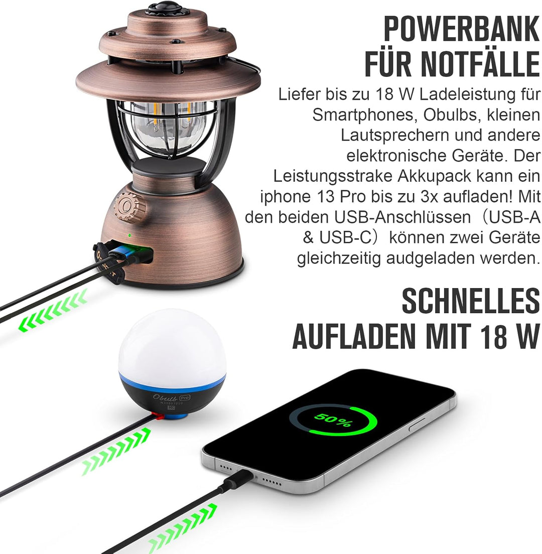 OLIGHT Olantern Classic 2 Pro Campinglampe 300 LM, LED Laterne im Retro-Stil Stufenlos Dimmbar, Nots